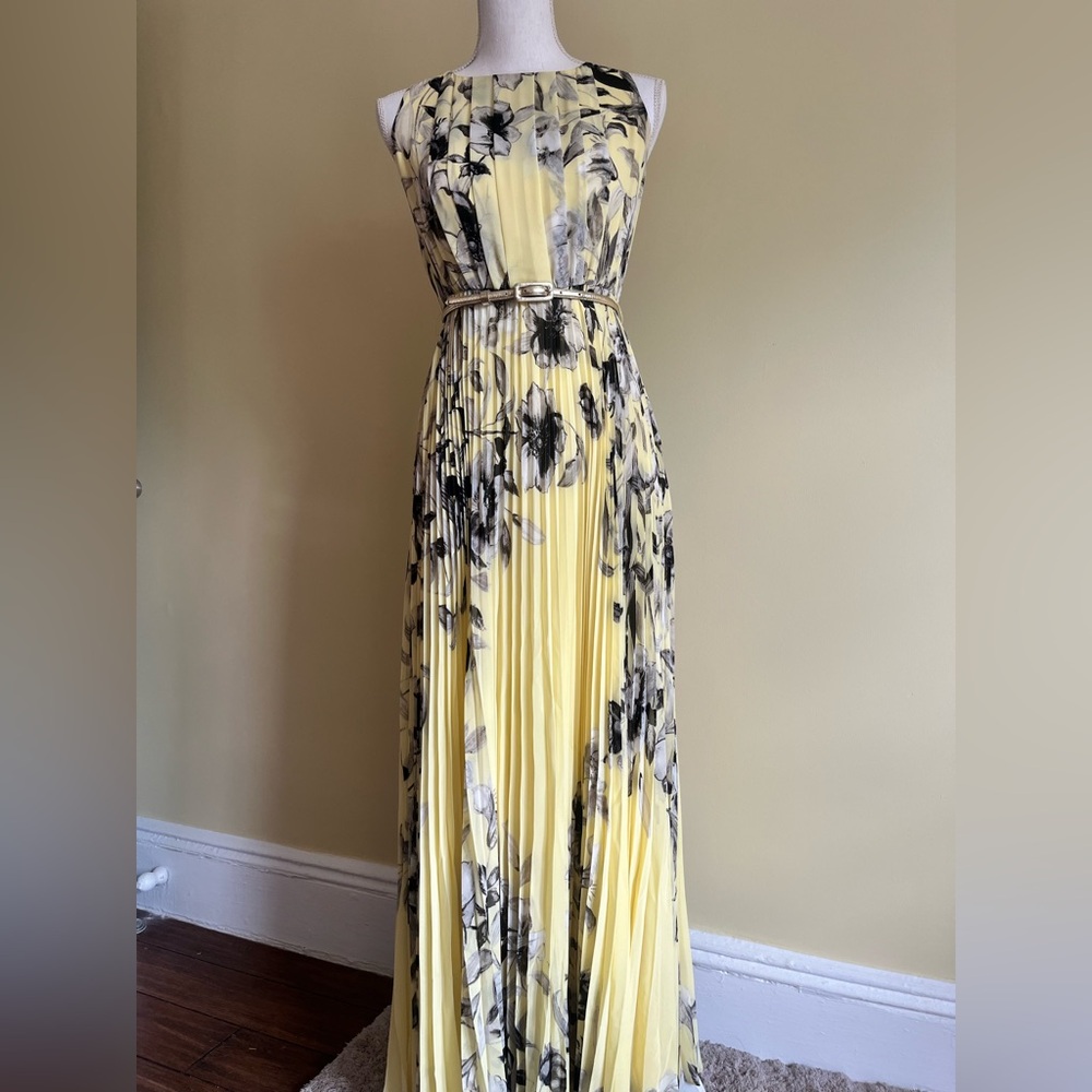 Eliza J Yellow and Black Floral Maxi Dress
